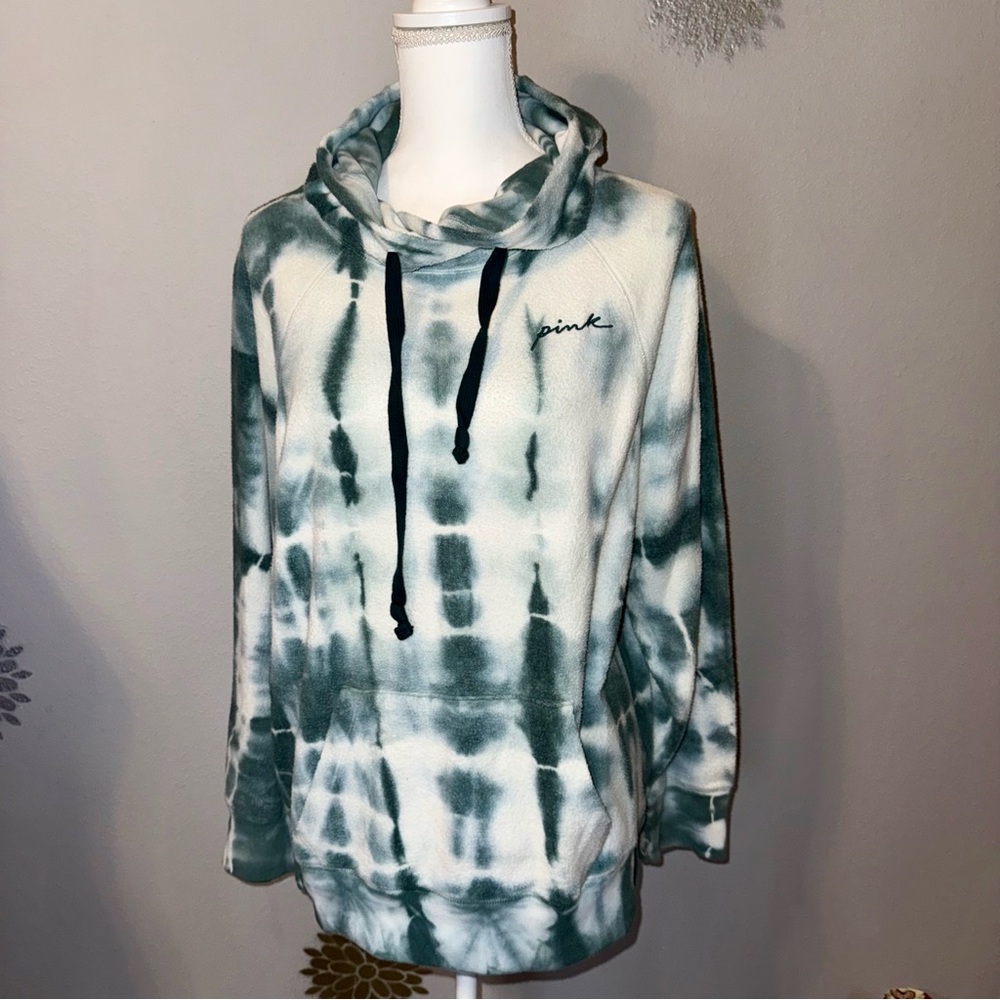 Victoria’s Secret “Pink” Green White Tie-Dye Hoodie Sweatshirt L/S‎ BOHO Lady